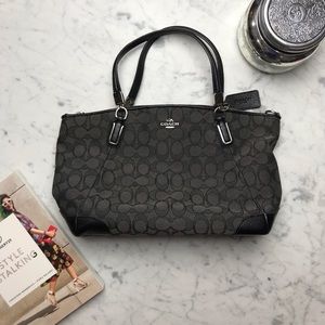 COACH Black Canvas Signature Tophandle Handbag